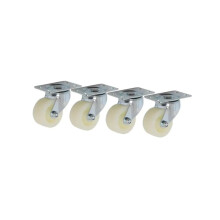 1.5 Inch Fat Caster Flat Universal Wheel Set for Industrial Furniture and Toy Cars, 4 Pcs, White Color