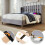 (Grey, Linen) Upholstered Double Bed with USB and TypeC Charging 5