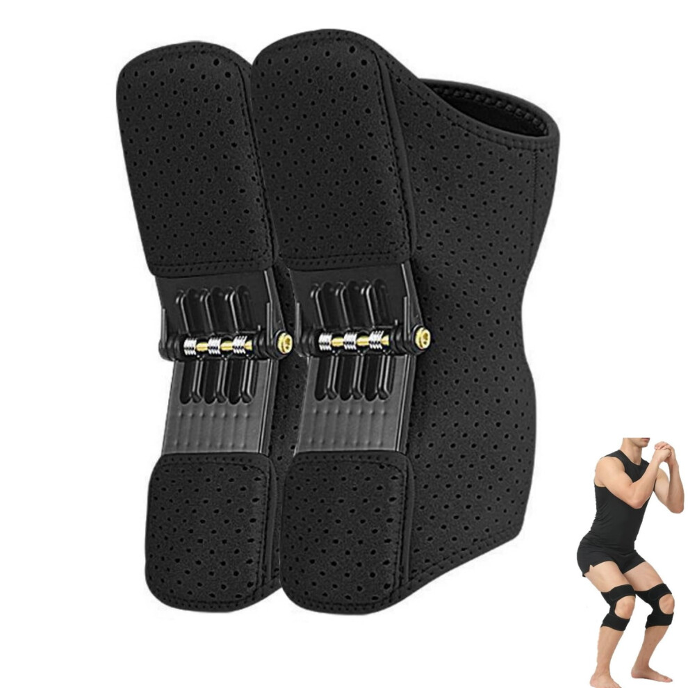 Knee Assistive Device Knee Booster Brace Support Stabilizer Spring Joint Protector Black Adjustable Knee Pads 6947110238241