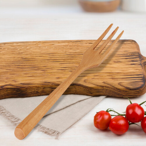 Natural Wooden Spoon and Fork Set Dessert 1