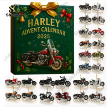 (Harley-Davidson special edition blind box, 26*18*3cm) Porsche Ford Mustang Christmas Countdown Blind Box Christmas Tree Decoration Acrylic Pendant