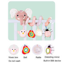 Säugling Baby Elephant Spiral Plüschhängespielzeug für Autositz Kinderwagen Wickelumarmung Baby-Karren-Spielzeuganhänger mit eingebauter Mu
