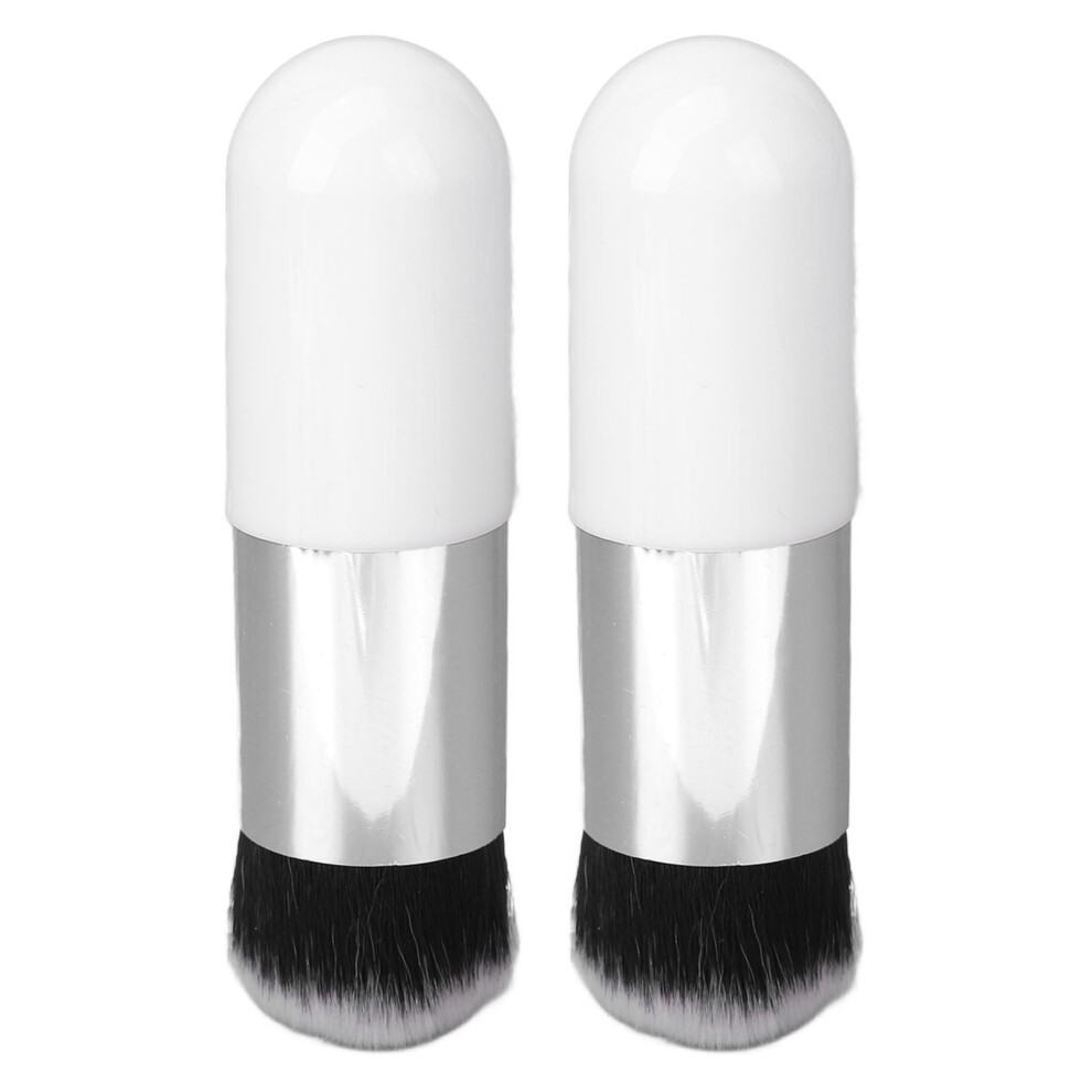 White/Silver 2Pcs Foundation Brush Artificial Fiber Soft