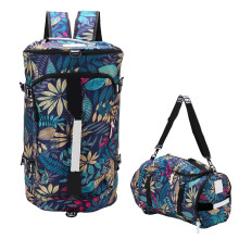 Gedruckter Rucksack Polyester Großes Fassungsvermögen Multifunktionaler Outdoor-Freizeitourenrucksack Blau Ahornblatt