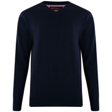 (Navy, 3XL) KAM Men's Premium Cotton V Neck Long Sleeved Knit Jumpers (55)