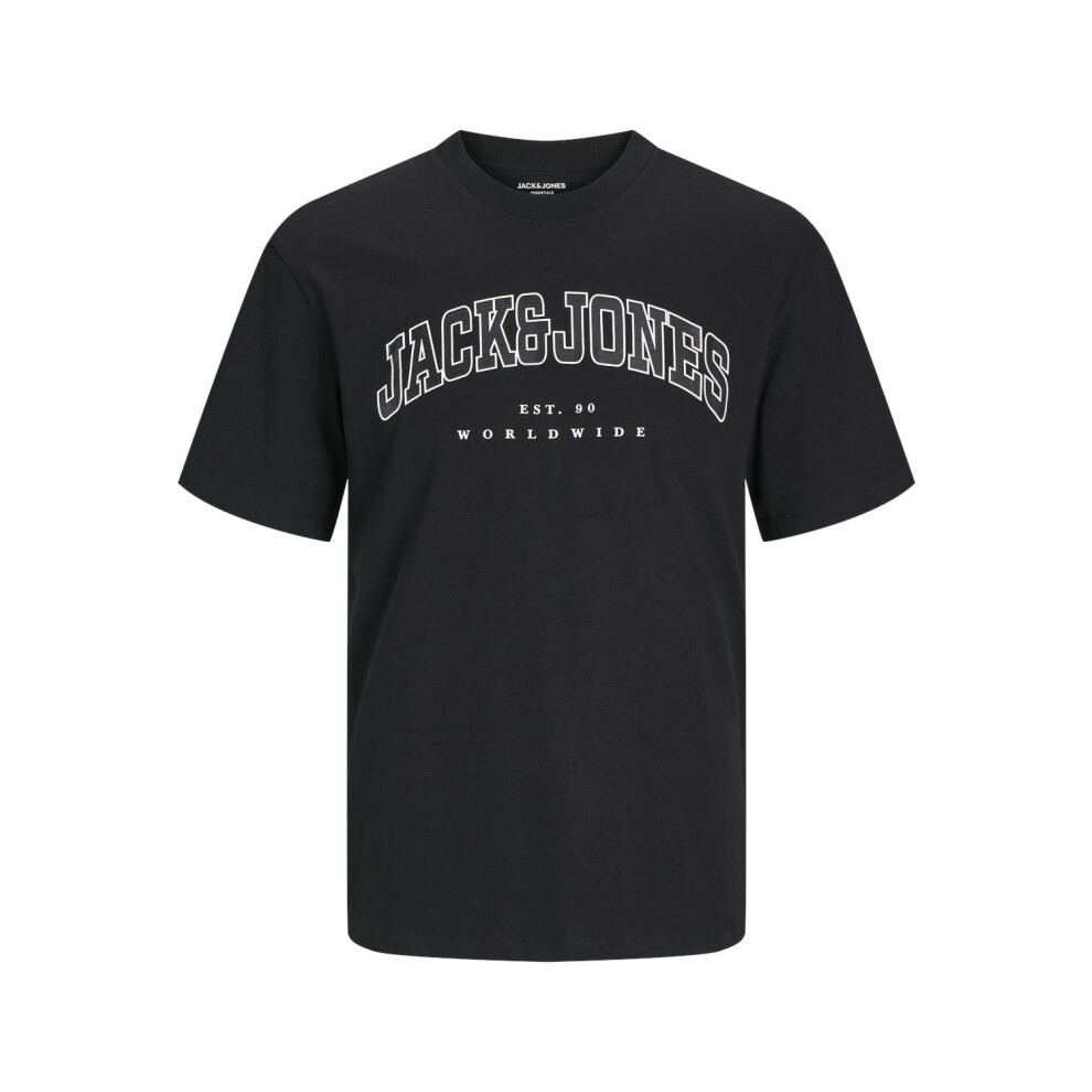 Jack & Jones Men's Black (, 5XL) Big Size Jjecaleb Varsity Crew Neck T-Shirt 2 Colours, 2XL To 6XL