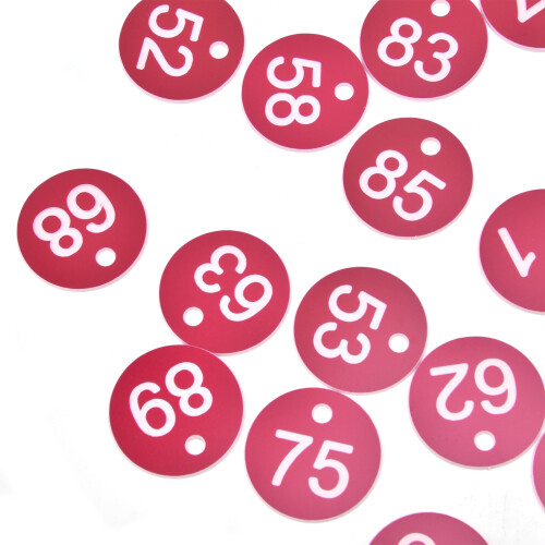 50 pezzi etichette numerate 51-100 rosse 3,6 cm / 1,4 pollici 2