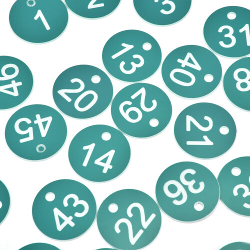 50 pezzi di etichette numerate da 1 a 50, verdi, 3,6 cm 2