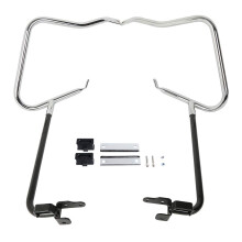 Chrome Saddlebag Bracket Guard Crash Bars for 2014-2024 Road Glide and Road King Motorcycles, Durable Steel Design