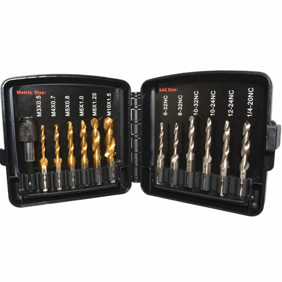 Combination Drill Tap & Tap Bit Set 3-In-1, Hss Coated Screw Tapping Bit Tool For Drilling, Tapping, Countersinking 1/4 Inch 6947110238920