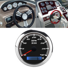 85mm Bootzeiger-Tachometer mit roter Hintergrundbeleuchtung, Edelstahl, IP67, universell für Auto und Lastwagen, Schwarz