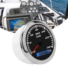 85mm Zeiger-Tachometer U/min Tacho-Anzeige IP67 Edelstahl universell für Auto Boot Marine Schwarz