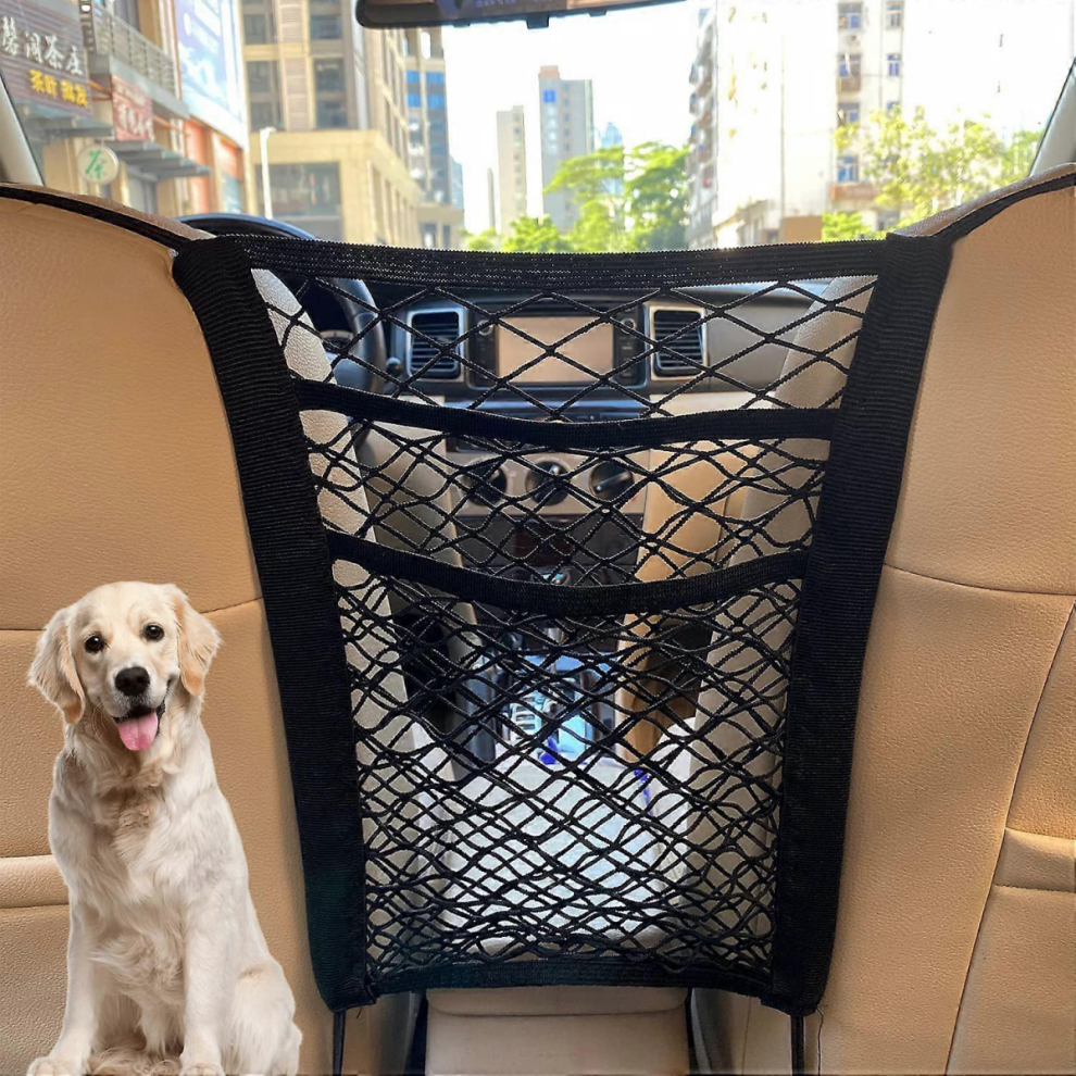 3-Layer Car Mesh Organizer, Seat Back Net Bag, Barrier Of Backseat Pet Kids, Cargo Tissue Purse Holder, Driver Storage Netting Pouchupgrade Stretch 9022594373873