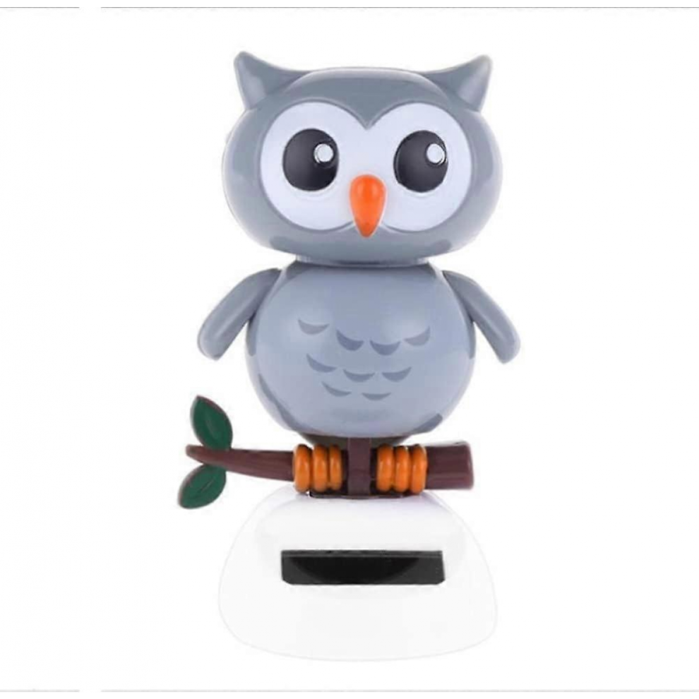 Solar Powered Owl Figurine, Grey Car Dashboard Decor - A dancing ornament for your car interior-image-OPC-PJQWTWZ-NEW