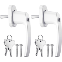 2PCS White Aluminum Key Lockable Window Handles Windows Balcony Door Handle with 4PCS Screws and 4PCS Keys Suitable for All Standard Windows and Balc