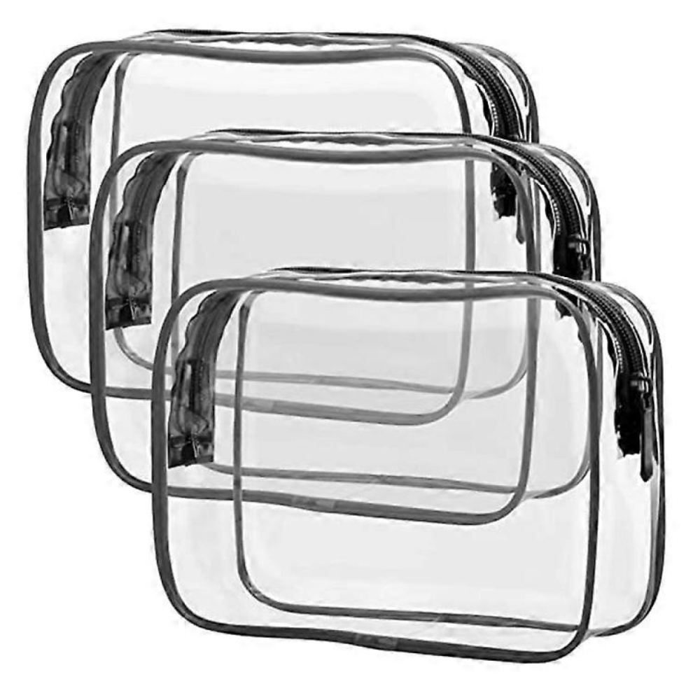 Clear Travel Bag For Toiletry And Makeup: 3 Pack Tsa Approved Cosmetic Toiletries Organizer Plastic Zipper Bags Set For Traveling, Waterproof Carry O 9022594375839