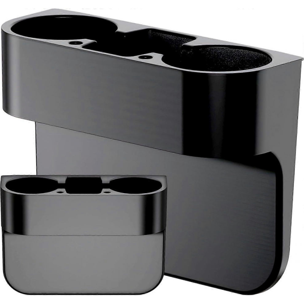 Universal Cup Holder, 27.7 X 20.7 X 10 cm, Double Car Drink Holder, 3 Compartments and 2 Pen Slots, Multifunctional Car Cup Holder, Black-image-OPC-PJQWV5M-NEW