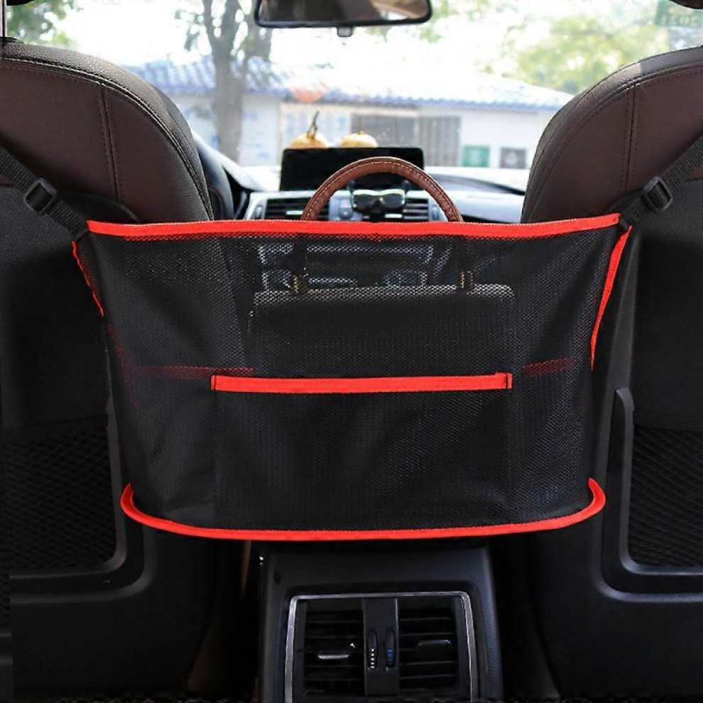 Car Net Pocket Handbag Holder Between Seats Back Storage Organizer Purse Holder For Console Front Seat Storage Barrier (Red) Red 9022594376812