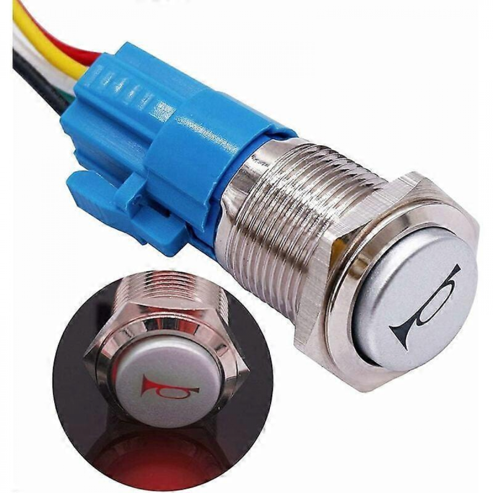 16Mm Momentary Horn Button Switch Push Button 12V Horn Switch Reset Button With Led Lights Wheel With Socket For Car Truck Lb16-R 9022594377376