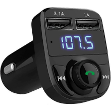 Handsfree bellen Autolader, Draadloze Bluetooth FM-zender Radio-ontvanger, Mp3-audio-muziekstereo-adapter, Dubbele USB-poortlader Compatibel met