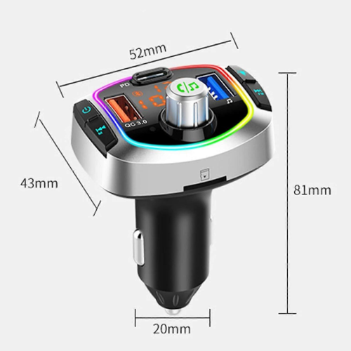 Bluetooth FM-zender, 7-kleuren LED Bluetooth 5.0 autoradio-adapter MP3-spelerkit 1