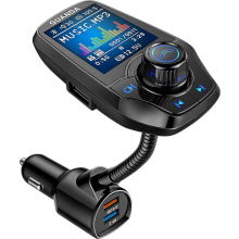 Reproductor MP3 4 en 1, adaptador para coche, transmisor de radio FM, kit manos libres, cargador USB QC3.0, con pantalla a color de 1,8"