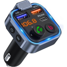 Transmisor FM Bluetooth para coche, transmisor de radio Bluetooth 5.0 para encendedor de cigarrillos, cargador rápido PD 20 W tipo C+ QC3.0