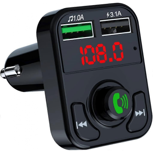 Trasmettitore FM per auto Kit vivavoce Bluetooth per auto Lettore MP3 Ricarica rapida 3.1A 1