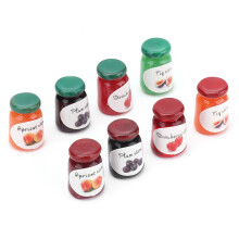 8 pezzi di mini barattoli di marmellata in scala 1:12, 13x10x9 mm, colori di marmellata assortiti