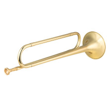 Brass C Bugle Call Gold-Plated Trumpet Horn 18.7 Inch with Mouthpiece for Beginners School Band and Military Use