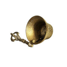 Hand Bell Metal Simple Hand Bell for Temple Use Multi-Purpose Call Bell in Polished Finish, 5-Inch Size
