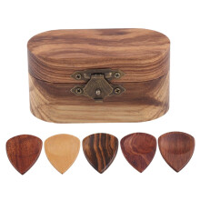 Wooden Guitar Pick Holder Case for Acoustic and Bass Guitars - Customizable Pick Organizer with Storage Box for Musicians