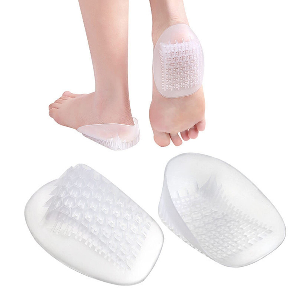 Gel Heel Cups for Plantar Fasciitis Relief, Silicone Inserts for Bone Pain, Transparent One Size Foot Pads