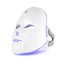 Red Light Therapy Face Mask, 7 LED Portable Skin Care Device, USB Rechargeable Facial Treatment, White