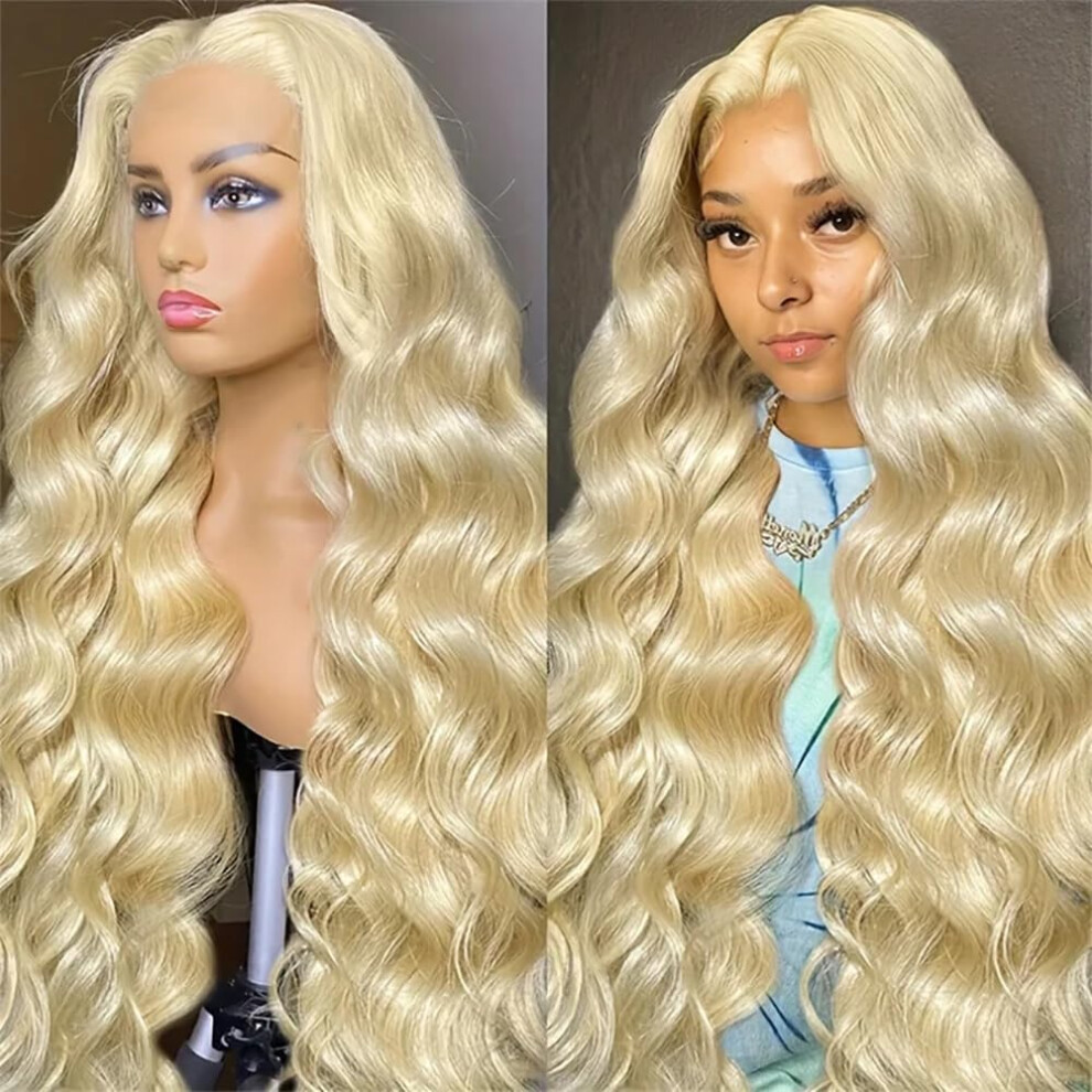 613 Blonde Lace Front Wig 220% Density 13x6 Body Wave Human Hair 24 Inch Pre Plucked HD Lace Glueless Wigs for Women