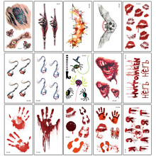 Halloween Narben-Tattoo-Aufkleber Cosplay temporäre Tattoos wasserdicht Wund-Tattoos für Gesicht Arme Beine