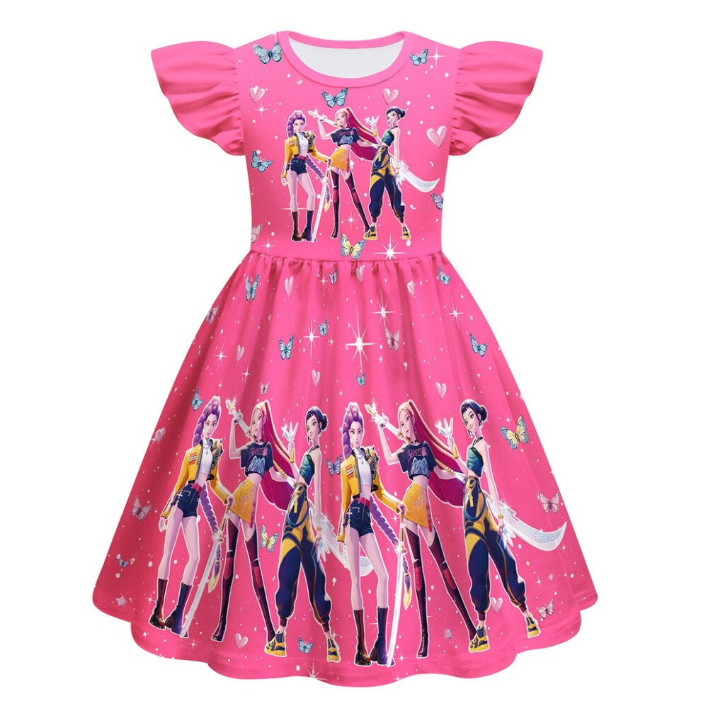 (Blue, 120cm) Hunters Demon Kpop Elsa Princess Dress Polyester Material Design Elegant Girls-image-OPC-PJQY2S6-NEW