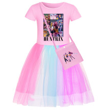 (Short Pink, 110cm) Demon Hunters Kpop Costumes Short Sleeve Star Pattern Party Casual Children