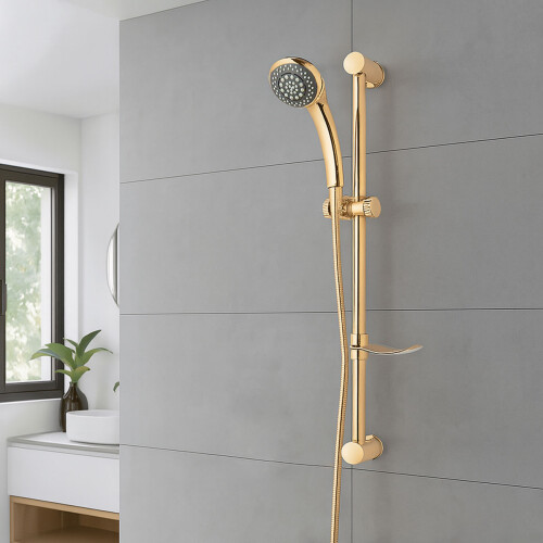 EcoSpa Gold Shower Kit, 6 Mode Handset, Riser Rail, Hose & Soap Dish