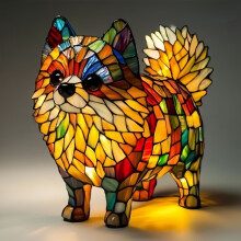 (Pomeranian)Kreativer Panda Delfin Löwe Leopard Hund Tier Harz LED Nacht Ornament Licht
