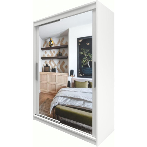 Gaba Full Mirror White Sliding Door Wardrobe 120cm 2