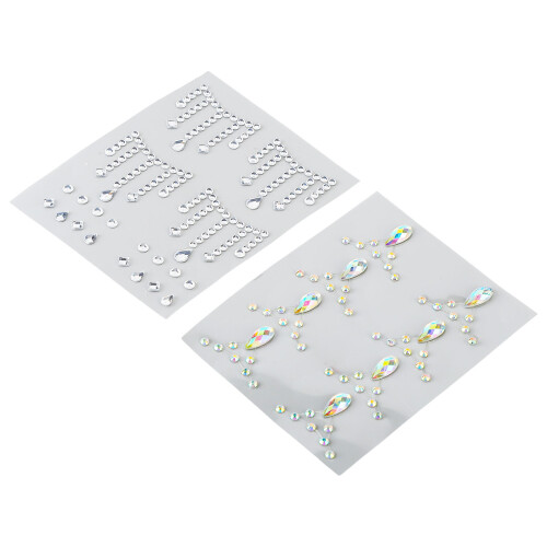 2 Sheet Teardrop Face Rhinestone Sticker DIY Self 1
