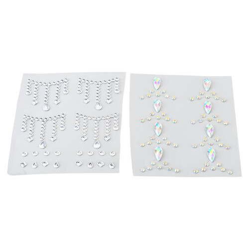 2 Sheet Teardrop Face Rhinestone Sticker DIY Self