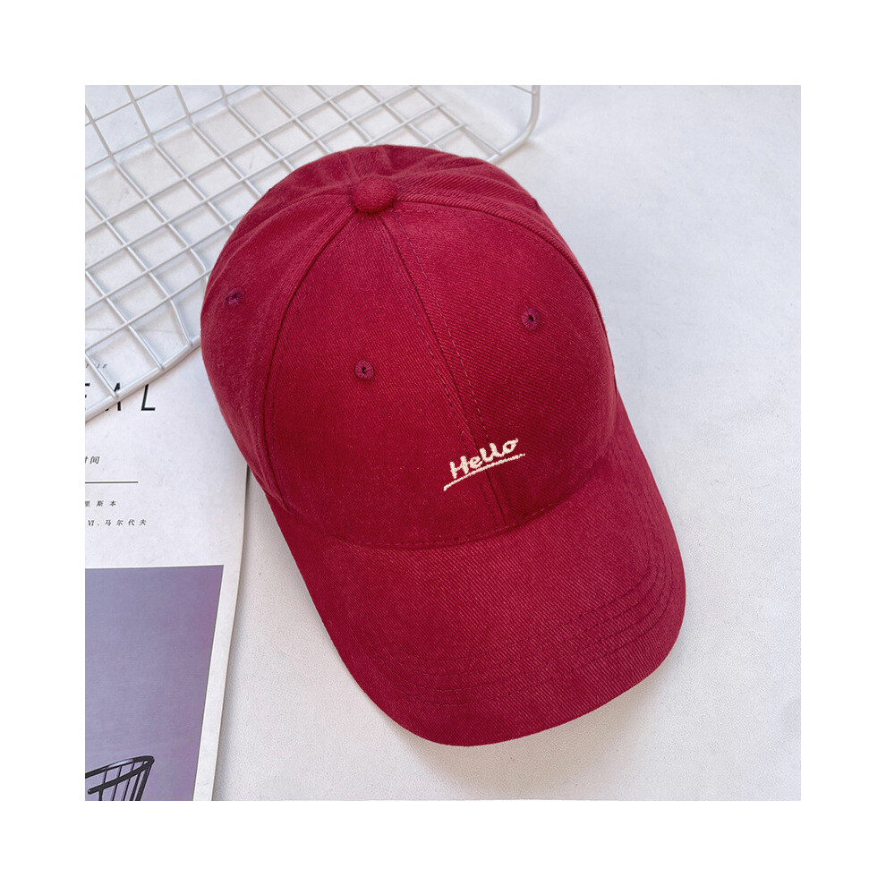 (Red) Color Solid Letter Hello Embroidered Cap Adjustable Strap Casual Wear Daily-image-OPC-PJQZ9ZR-NEW