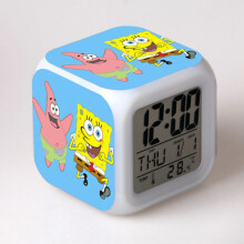 (Patrick Star) Clock Spongebob Alarm Patrick Star Led Glowing Digital 7 Color Gifts Clock Desk