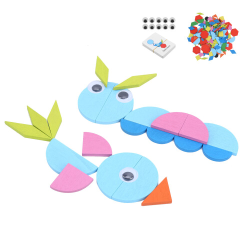 210Pcs Wooden Pattern Blocks Set Geometric Shape 1