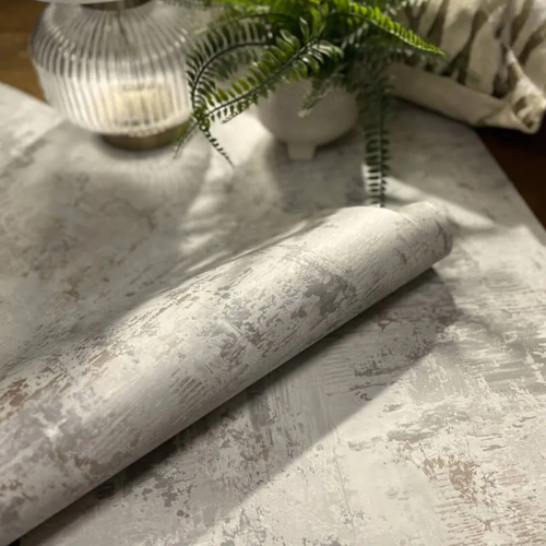 Cream Grey Gold Metallic Wallpaper Shimmer Stone Plaster Effect 1