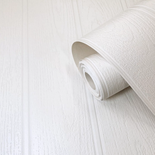 White Beaded Wood Wallpaper Paintable Panel Effect