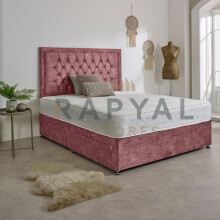 (3ft6, 2 Drawers Same Side, Pink) Orlando Plush Divan Bed with Memory Mattress & Headboard