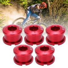 5 Stück Einzelkettenspannschrauben für Kurbelgarnitur, Schrauben aus Aluminiumlegierung für Kettenrad, geeignet für Mountainbikes, Rot